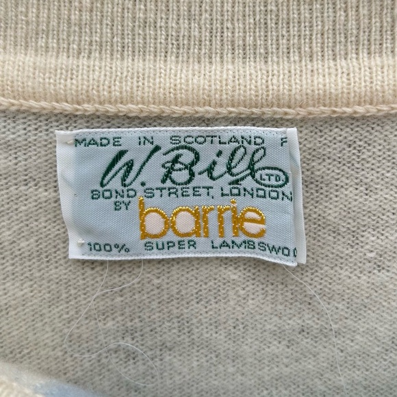 Barrie W. Bill LTD Vintage Color Block Sweater Lambswool Cream Blue M - Picture 3 of 14